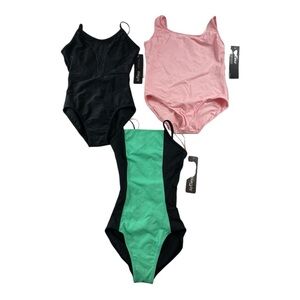 So Danca Leotard LOF OF 3 Girls Sz 8-10 Ballet Gymnastics Black Pink Green NWT